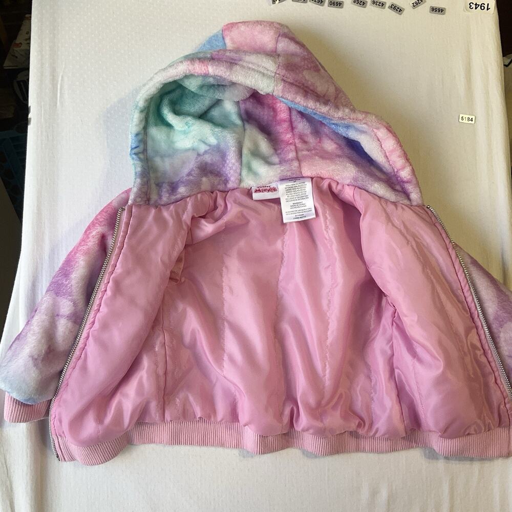 Disney Junior Minnie Mouse Faux Fur Hoodie Jacket Toddler Girl Size 3T Pink Soft - Picture 3 of 9